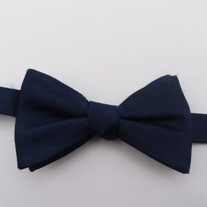 Tommy Hilfiger Bow Tie Blue Solid Ribbed 2.25" Wide Pre Tie Silk